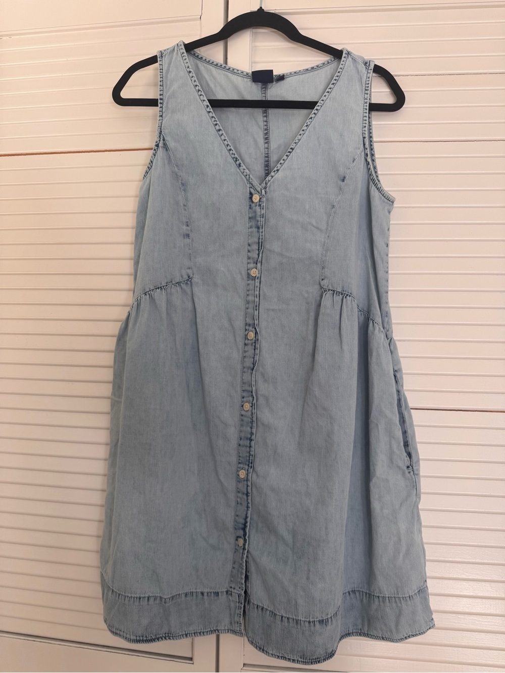 Vintage Gap Light Wash Denim Button-Front Sundress - Light Blue Butter mom 0145